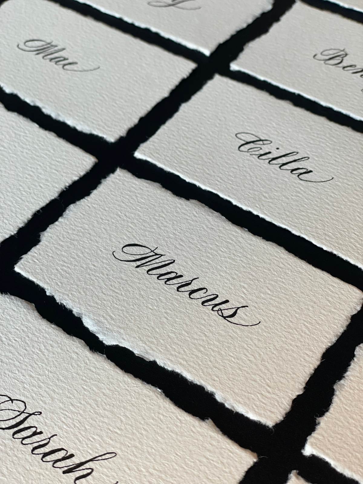 Place card calligraphy deckle edge