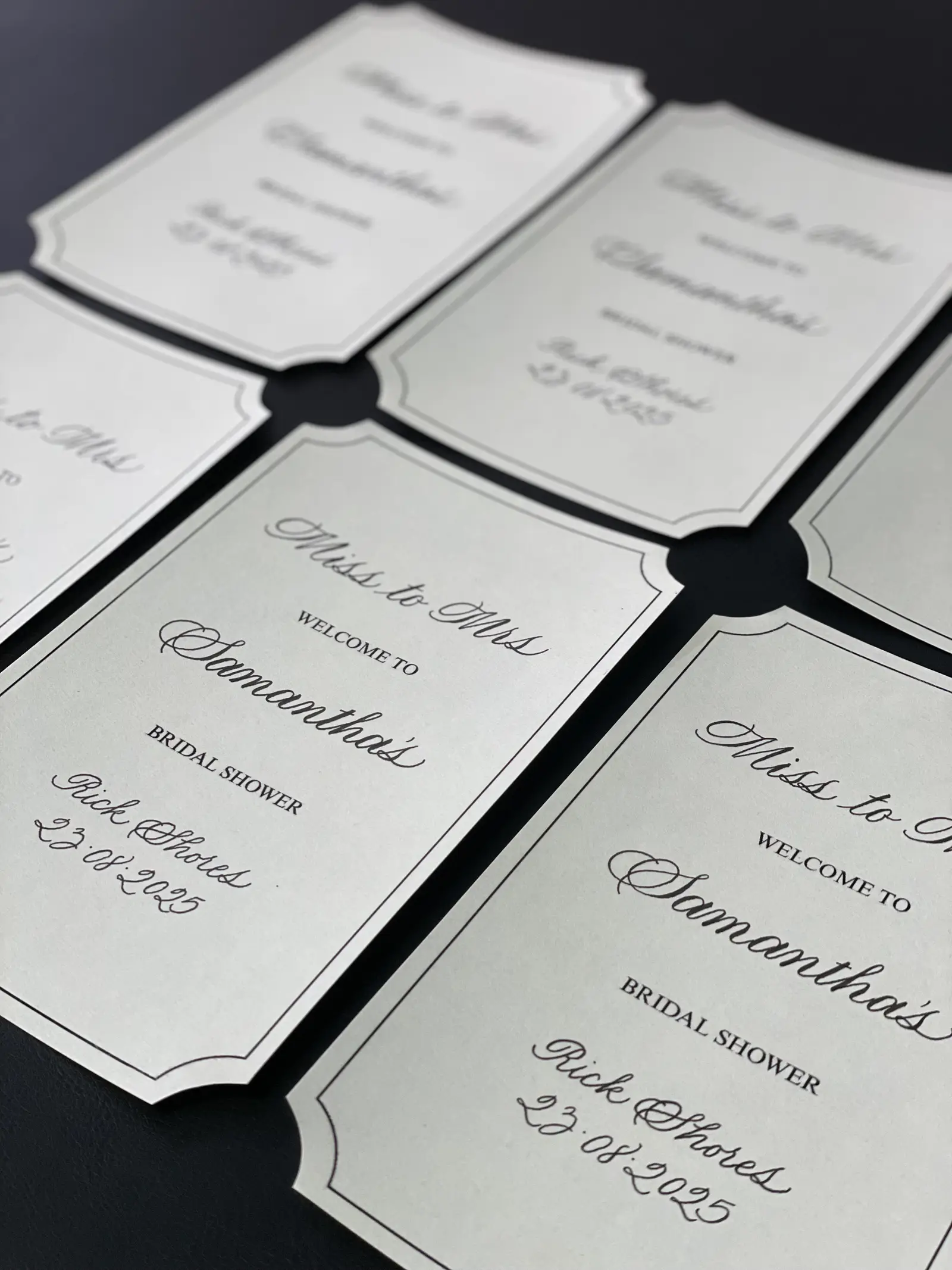 Bridal Shower welcome cards calligraphy