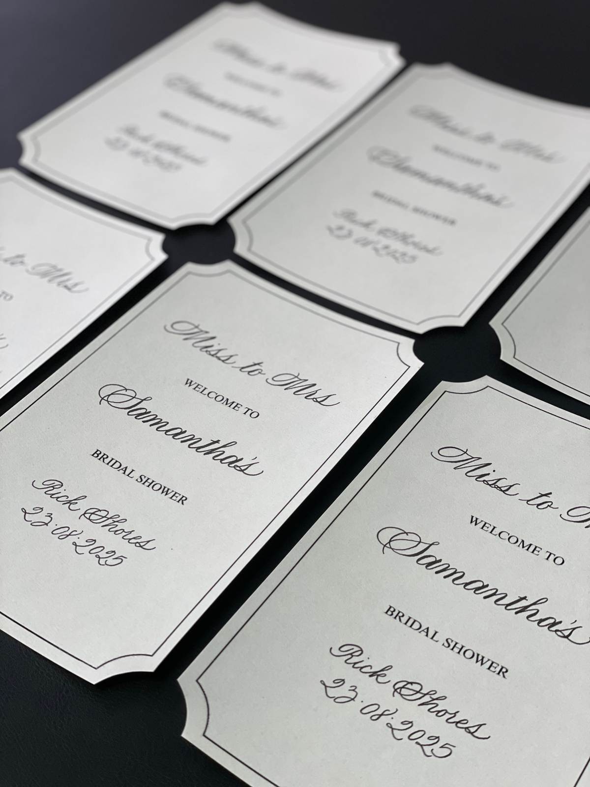 Bridal Shower welcome cards calligraphy