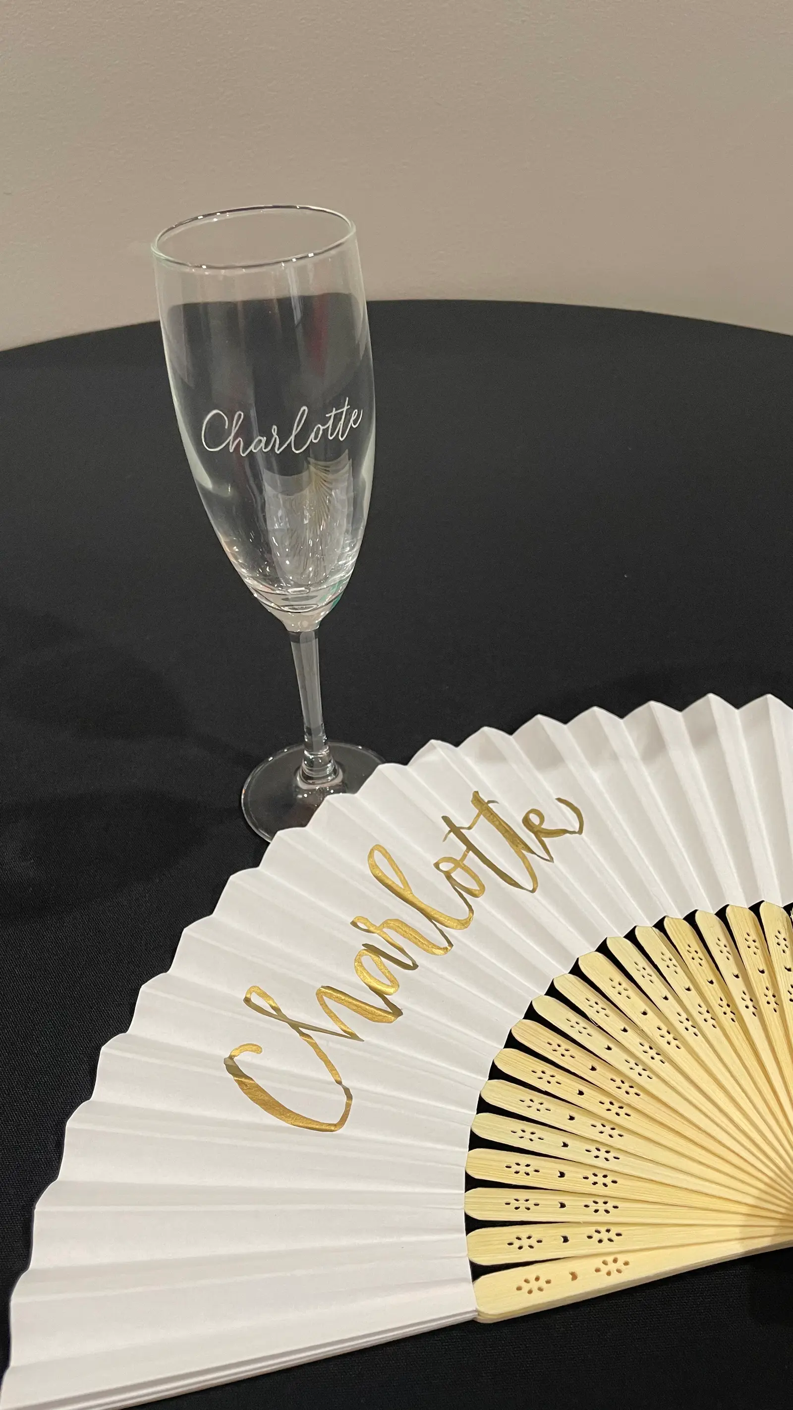 Gold Coast Girls in Business Gala award night Champagne glass engraving and personalised fans