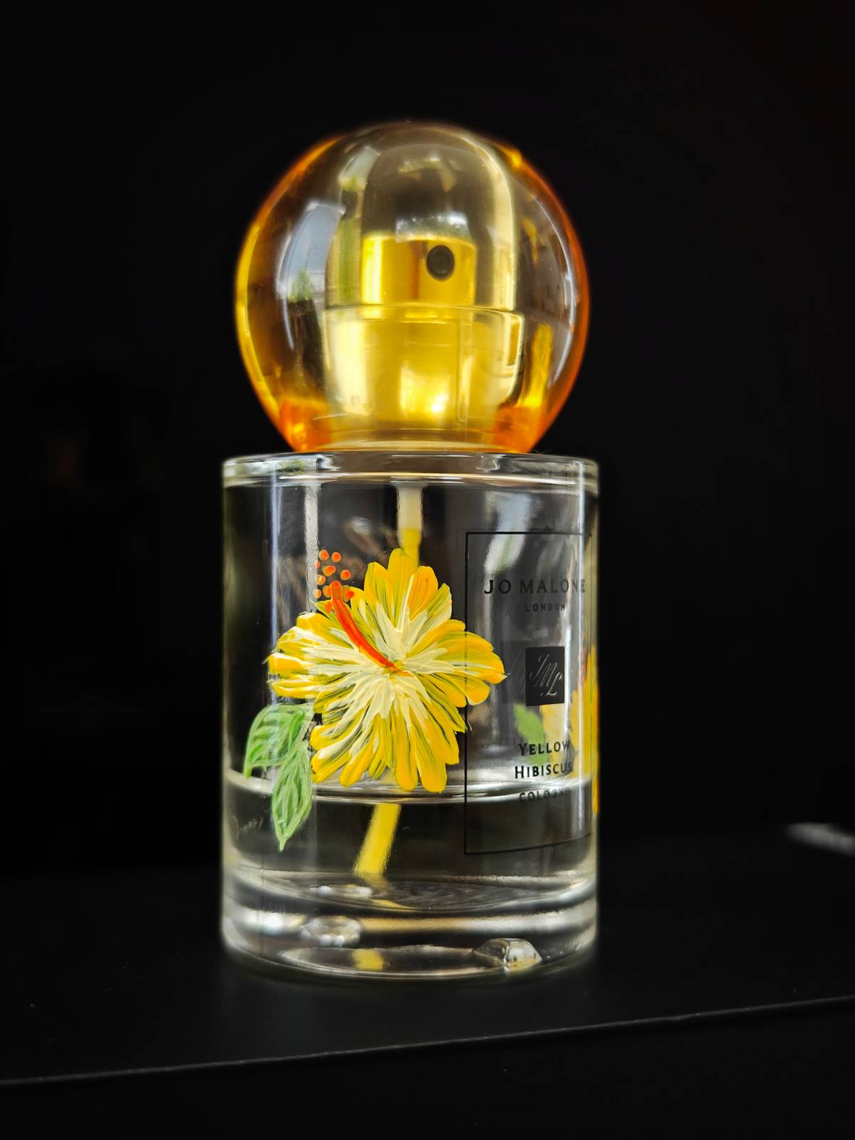 Jo Malone perfume bottle painting hibiscus