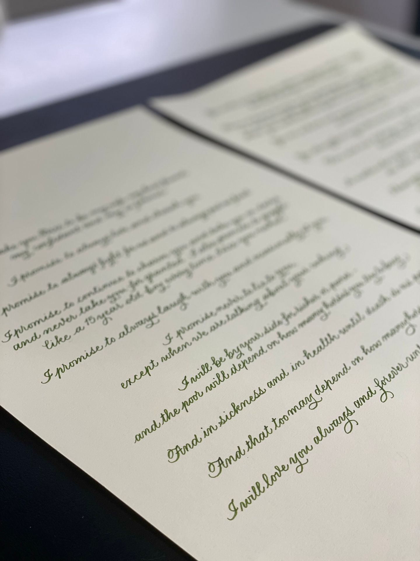 Wedding vow calligraphy A3