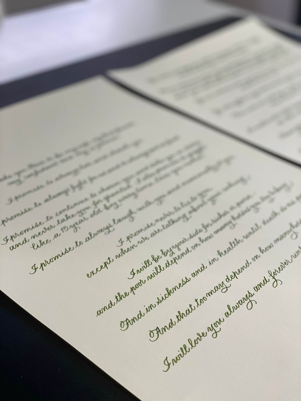 Wedding vow calligraphy A3