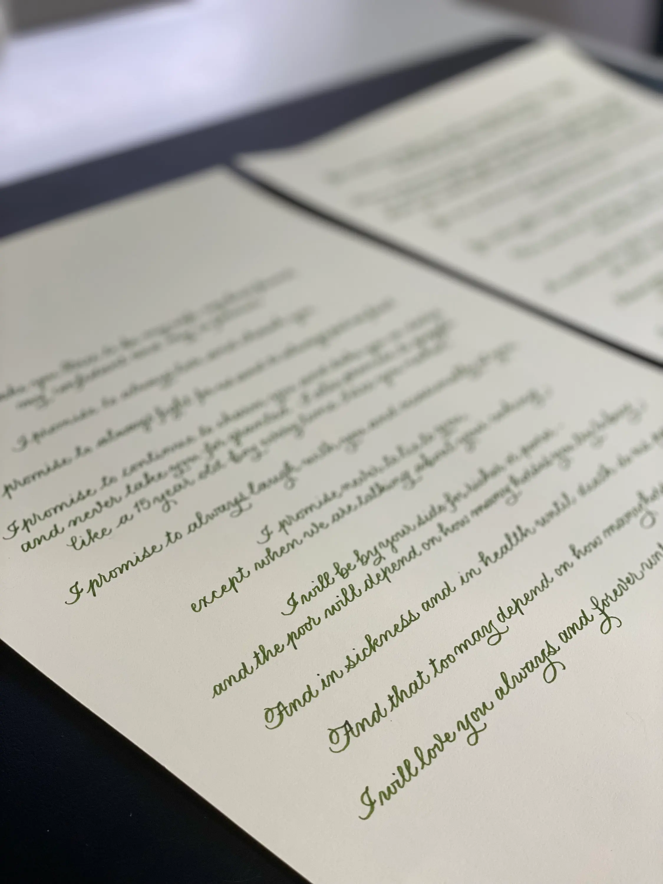 Wedding vow calligraphy A3